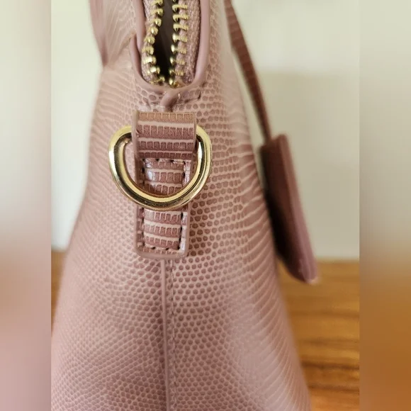 Bebe Fabiola Stamped Lizard Dome Satchel  Pink NEW - Picture 4 of 12